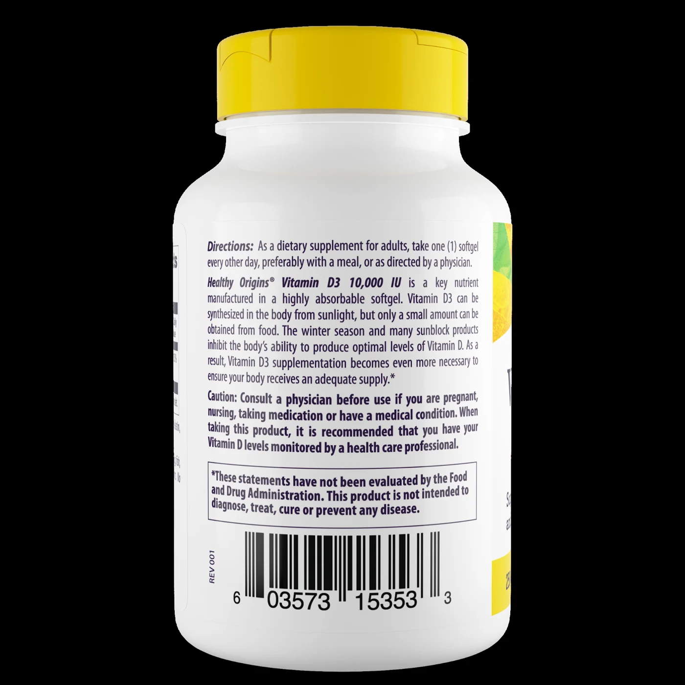 Healthy Origins Vitamin D3 10,000 IU — Supplement Facts