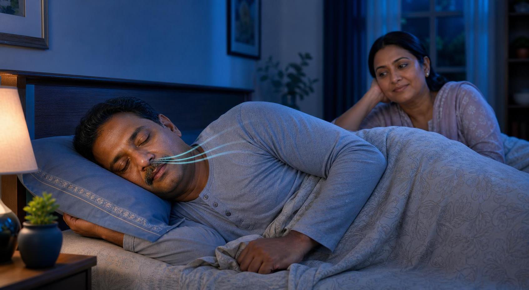 রাতে কাত হয়ে শান্তভাবে ঘুমিয়ে থাকা একজন প্রাপ্তবয়স্ক ব্যক্তি
